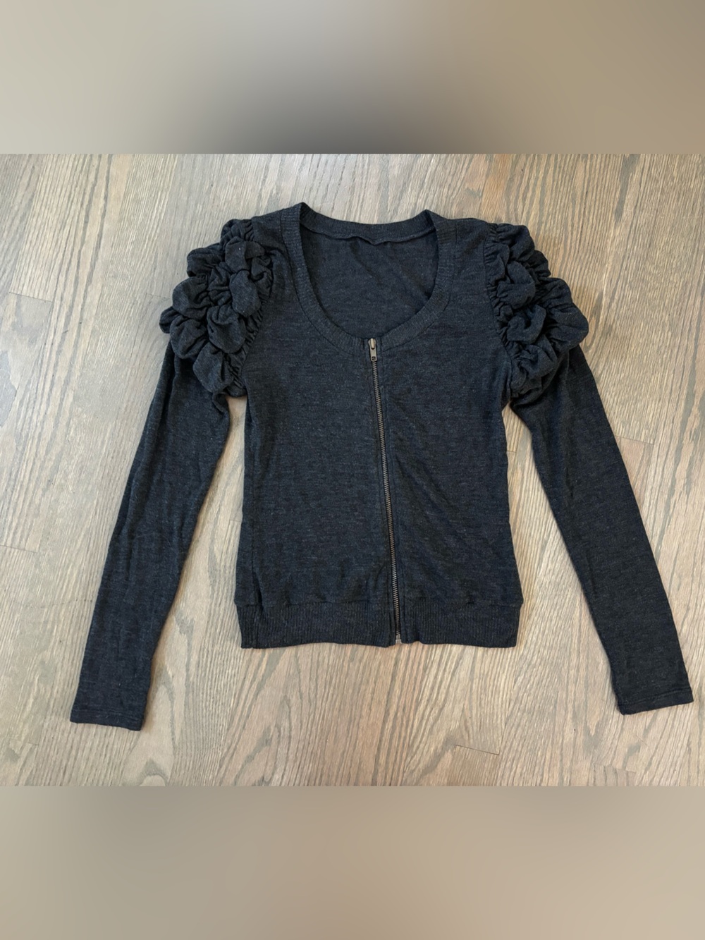 Y2K vintage dark gray full-zip knit cardigan women’s medium